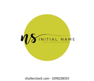 N S Initial handwriting logo vector. Hand lettering for designs.