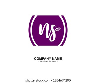 N S Initial Handwriting Logo Template Vector