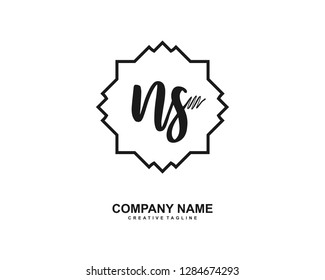 N S Initial Handwriting Logo Template Vector