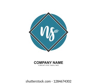 N S Initial Handwriting Logo Template Vector