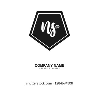 N S Initial Handwriting Logo Template Vector