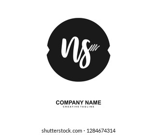 N S Initial Handwriting Logo Template Vector