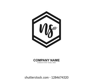 N S Initial Handwriting Logo Template Vector