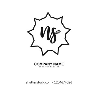 N S Initial Handwriting Logo Template Vector