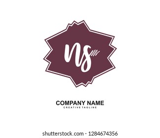 N S Initial Handwriting Logo Template Vector