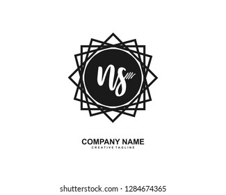 N S Initial Handwriting Logo Template Vector