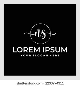 N S Initial handwriting logo vector. Hand lettering for designs.