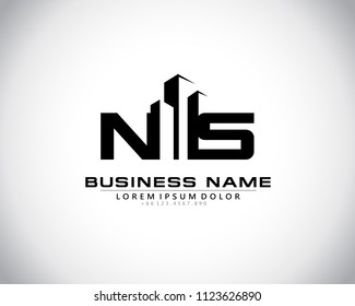 N S Initial logo concept with building template vector.