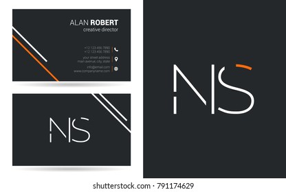 N & S joint logo stroke letter design with business card template