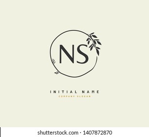 N S NS Beauty vector initial logo, handwriting logo of initial wedding, fashion, jewerly, heraldic, boutique, floral and botanical with creative template for any company or business.