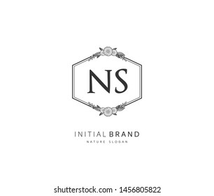 N S NS Beauty vector initial logo, handwriting logo of initial signature, wedding, fashion, jewerly, boutique, floral and botanical with creative template for any company or business.
