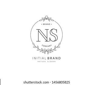 N S NS Beauty vector initial logo, handwriting logo of initial signature, wedding, fashion, jewerly, boutique, floral and botanical with creative template for any company or business.