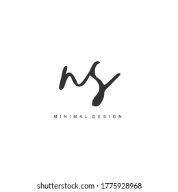 N S NS Initial Handschrift oder handgeschriebenes Logo für Identität. Logo mit handgezeichnet Stil.