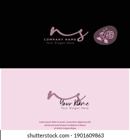 N S NS  Initial letter handwriting and signature logo. Beauty vector initial logo .Fashion, boutique, floral and botanical