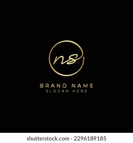 N, S, NS Initial letter handwritten and signature vector logo. Business template in round shape line art