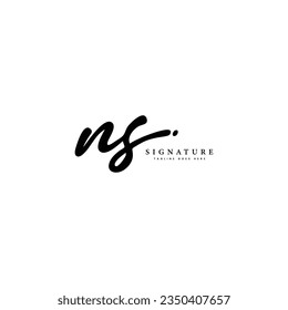 N, S, NS Initial letter handwritten and signature vector image logo