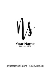 N S NS initial logo signature vector. Handwriting concept logo.