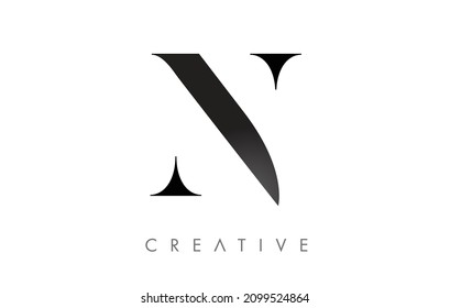 N Serif Letter Logo with Minimalist Design in Black and White Vector Icon. Creative N Logo Letter Illustration.