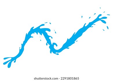 N shape, blue water splashes. Blue paint splashes on a white background. 