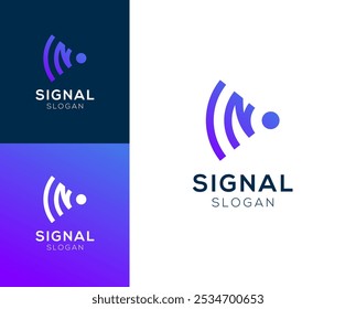 N signal logo. Letter N with signal vector logo design.