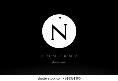 N simple black white circle background alphabet company logo design vector icon template