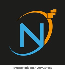 N Simple Letter Logo ,Template, Vector. 