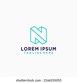 N simple modern initial vector logo template