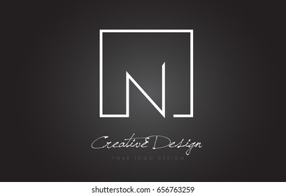 N Square Framed Letter Logo Design Vector with Black and White Colors.
