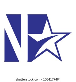 n and star letter vector logo