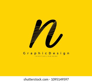 N stripes wave letter logo design