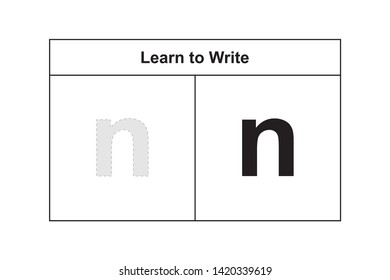 n study table illustration for kids. Learn to write alphabet in lowercase.