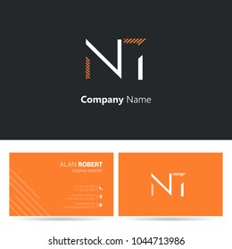 N & T joint logo stroke letter design with business card template 