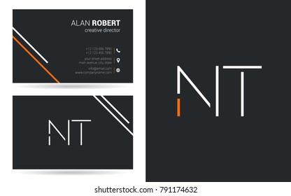 N & T joint logo stroke letter design with business card template