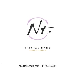 N T NT Beauty vector initial logo, handwriting logo of initial signature, wedding, fashion, jewerly, boutique, floral and botanical with creative template for any company or business.
