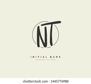 N T NT Beauty vector initial logo, handwriting logo of initial signature, wedding, fashion, jewerly, boutique, floral and botanical with creative template for any company or business.
