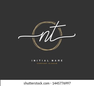 N T NT Beauty vector initial logo, handwriting logo of initial signature, wedding, fashion, jewerly, boutique, floral and botanical with creative template for any company or business.

