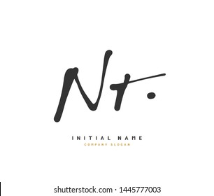 N T NT Beauty vector initial logo, handwriting logo of initial signature, wedding, fashion, jewerly, boutique, floral and botanical with creative template for any company or business.
