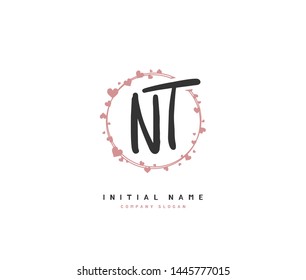 N T NT Beauty vector initial logo, handwriting logo of initial signature, wedding, fashion, jewerly, boutique, floral and botanical with creative template for any company or business.
