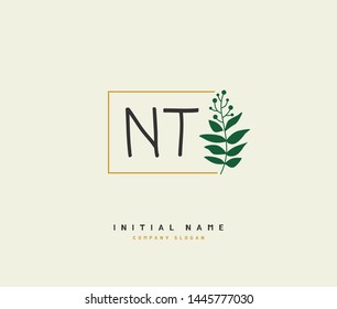 N T NT Beauty vector initial logo, handwriting logo of initial signature, wedding, fashion, jewerly, boutique, floral and botanical with creative template for any company or business.
