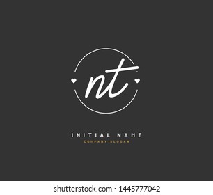 N T NT Beauty vector initial logo, handwriting logo of initial signature, wedding, fashion, jewerly, boutique, floral and botanical with creative template for any company or business.
