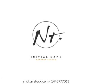 N T NT Beauty vector initial logo, handwriting logo of initial signature, wedding, fashion, jewerly, boutique, floral and botanical with creative template for any company or business.

