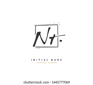 N T NT Beauty vector initial logo, handwriting logo of initial signature, wedding, fashion, jewerly, boutique, floral and botanical with creative template for any company or business.
