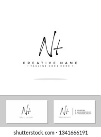 N T NT initial logo signature template vector. Handwriting concept logo.