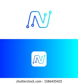 N tech letter logo design, N icon, 