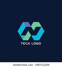 N Tech logo vector icon Design
