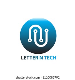 N Techno Logo - vector logo template creative line illustration