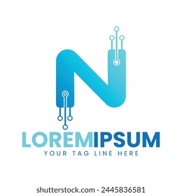 N Technology Logo Design , Vector Design 