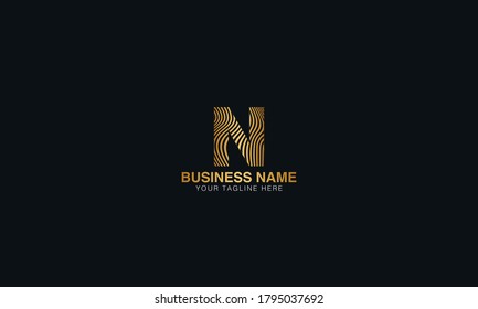 N  Text based finger print alphabet vector logo design