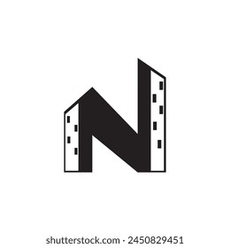 N tower logo design illustration.