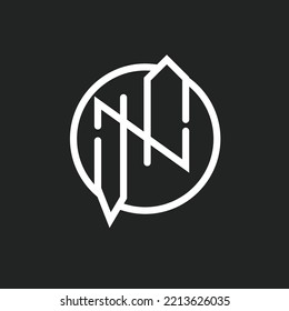N Type Logo Fancy Logo With Angles In Circle 